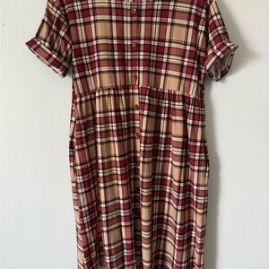 Plaid Button-Up Dress